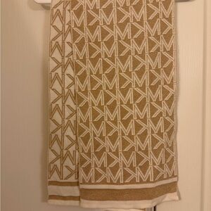 Michael Kors signature MK logo Gold shimmering and Cream large scarf!
